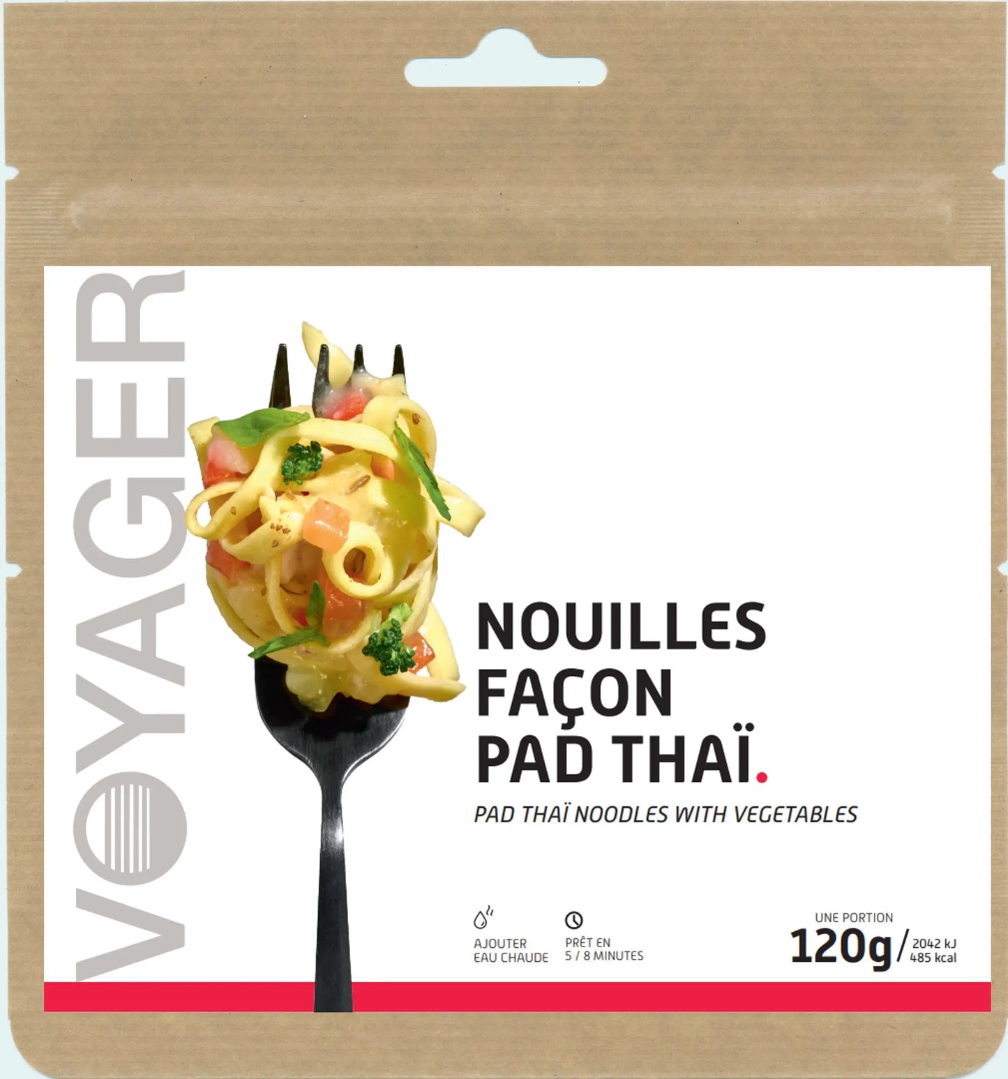 Pad Thai-nuudelit kasviksilla, retkiruoka