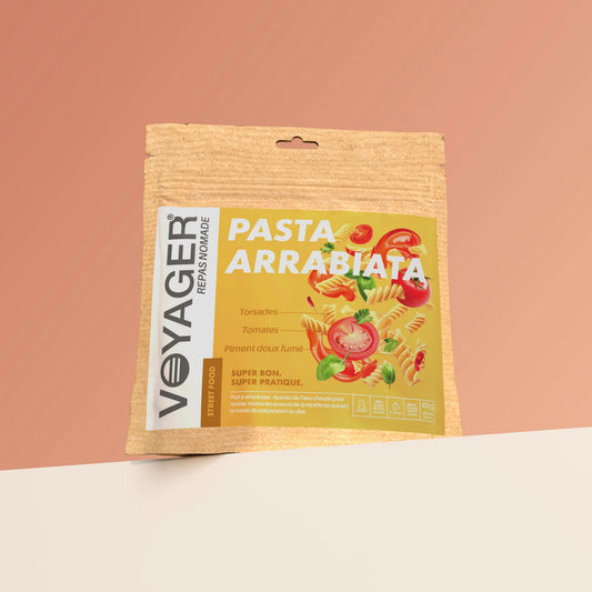 Mausteinen pasta arrabiata retkiruokapussi