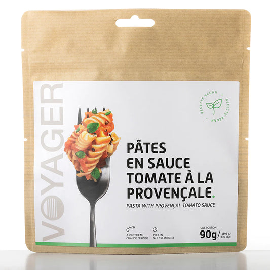 Pasta Provencal eli pastaa yrttisessä tomaattikastikkeessa, retkiruoka kierrätettävässä pussissa.
